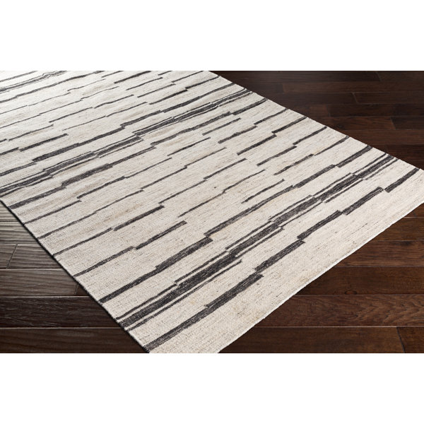 Abrahamson Striped Handmade Tufted Wool Cream/Black Area Rug AllModern